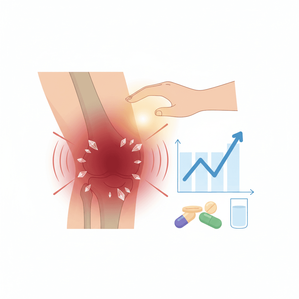 膝の痛風|急に真っ赤に腫れて激痛、原因・治療・尿酸値管理まで解説