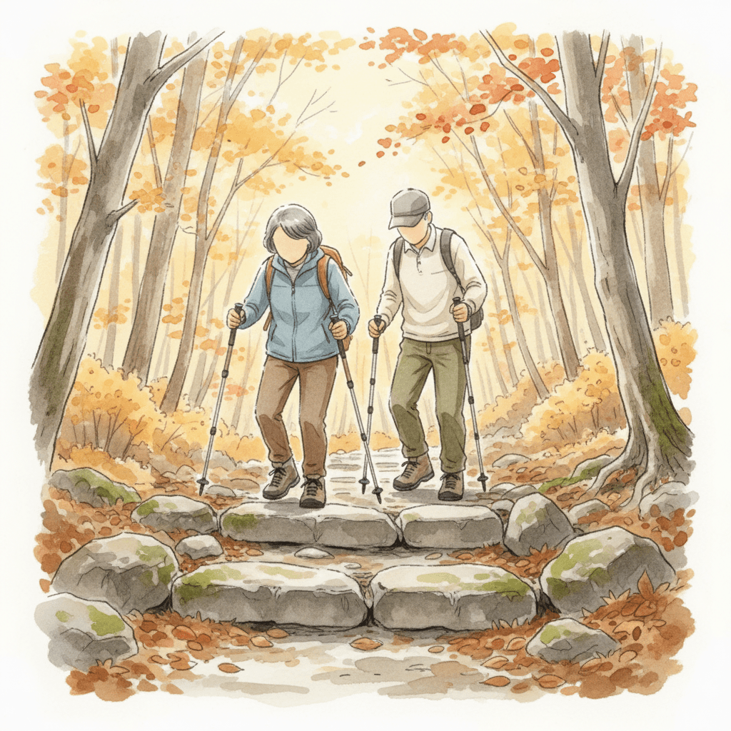 登山の登り vs 下りの膝負荷|下山で膝が痛む人へのバイオメカニクス完全ガイド