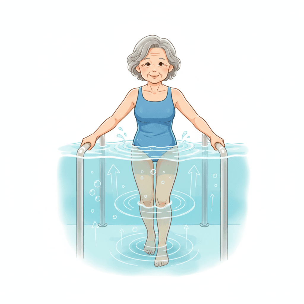 膝の水中ウォーキング|浮力で負担1/6、変形性膝関節症のリハビリ決定版